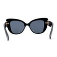thumbnail image 4 of Womens Metal Chain Arm Large Thick Cat Eye Sunglasses All Black, 4 of 4