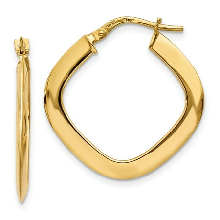 Best Price Product 14k Solid Yellow Gold Tapered Square Hoop 14k Solid Yellow Gold Tapered Square Hoop Earrings