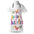thumbnail image 3 of Butterfly Apron Love Quote Hearts Cute Happy Butterflies Flowers Romantic Cartoon Style Print, Unisex Kitchen Bib Apron with Adjustable Neck for Cooking Baking Gardening, Multicolor, by Ambesonne, 3 of 3