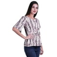 thumbnail image 3 of Moomaya Haut Col Rond Imprimé pour Femme Blouse Manches Coude Tunique Formelle Wear, 3 of 5