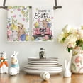 thumbnail image 2 of Colorful Rabbits Bunny Bow Easter Kitchen Towels Dish Towels, 18x26 Inch Eggs Flower Farmhouse Holiday Decoration Hand Towels Set of 2, 2 of 6
