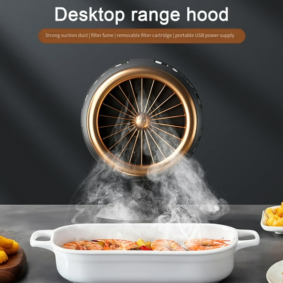 Pebbuoy Desktop Range Hood Powerful High Speed USB Plug-Play Angle Adjustable Low Noise Indoor BBQ Portable Range Hood