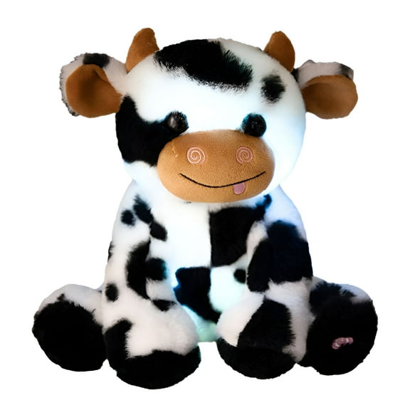 BESTSKY Plush Cow Toy,Glowing Little Cow Stuffed Animal,Cattle Soft Stuffed Animal Doll,Cute Birthday Gifts for Boys Girls Kids Toddlers,Best Gift for Birthday,Black White Cow