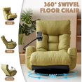 thumbnail image 3 of Floor Chair with Back Support, Swivel Gaming Chair with 5 Adjustable Position, Meditation Chair with Phone Holder, Linen Indoor Lounge Chair for Lazy Boys, Living Room, Bedroom, Lounge, Green, 3 of 9