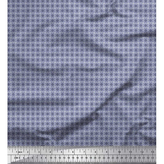 Soimoi Japan Crepe Satin Fabric Arrow & Circle Shirting Printed Fabric 1 Yard 42 Inch Wide