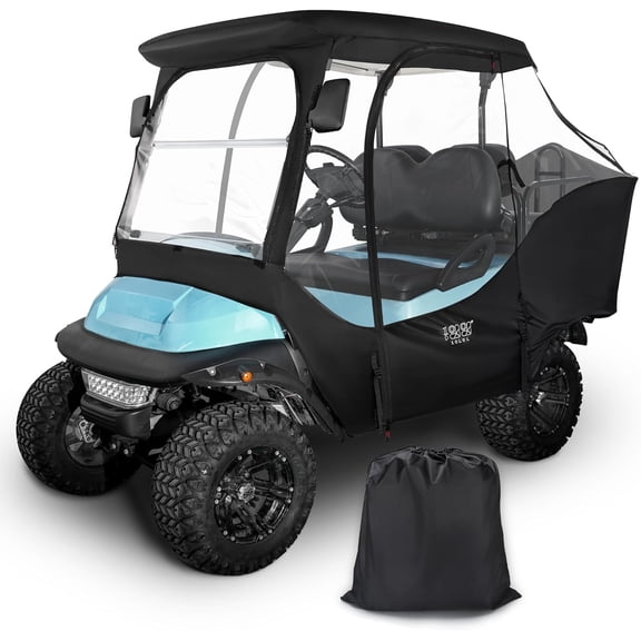 10L0L 4 Passenger Golf Cart Enclosure Fit Club Car Precedent, 600D Windproof Waterproof Rain Cover, Black