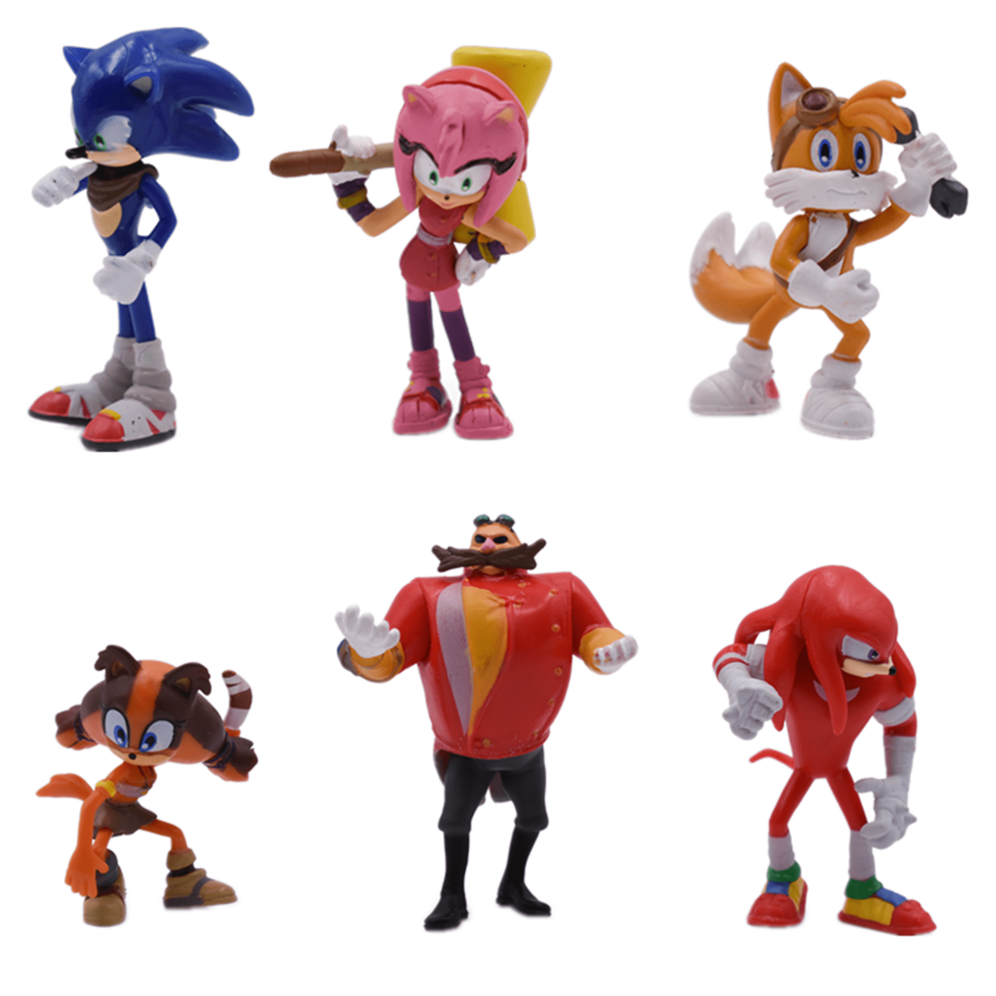 6Pcs Sonic Action Figures Cake Toppers Collection and Decoration Play Sets for Boys Great Gifts with 2.6inches Tall Hedgehog Figures Characters Toys 