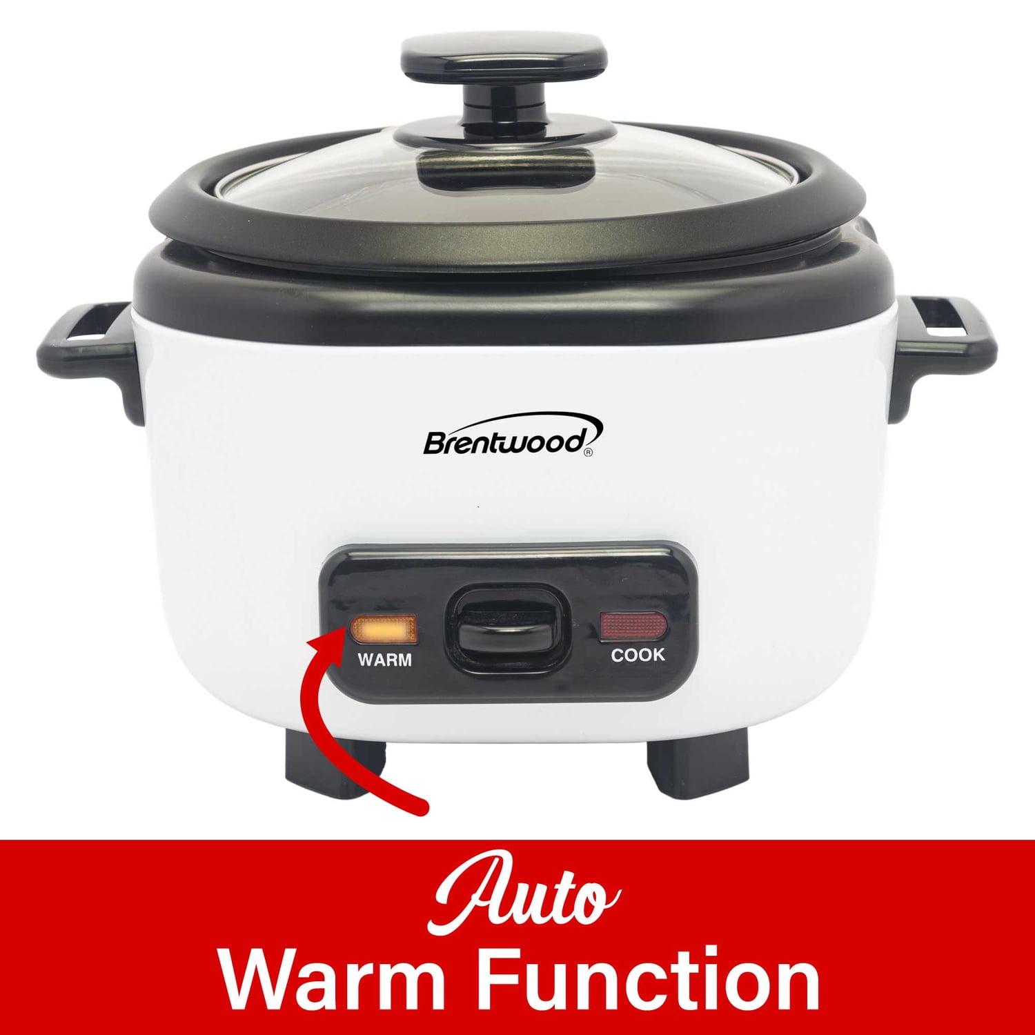 Brentwood 3-Cups Uncooked/6-Cups Cooked Electric Rice Cooker with Measuring Cup and Spatula, White, RC-5006W