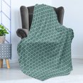thumbnail image 4 of Ikat Soft Flannel Fleece Throw Blanket, Traditional Elements Abstract Circles and Dots Inspirations Tribal, Cozy Plush for Indoor and Outdoor Use, 60" x 80", Turquoise Grey, by Ambesonne, 4 of 5