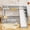 Grey + Pine, variant on Twin Over Full Bunk Bed with Slide, Storage Staircase, Pine Solid Wooden Bunk Bed with Safety Guardrails ,Grey