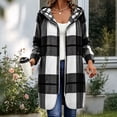 thumbnail image 2 of Uaswgudfs Women's Plaid Hooded Long Coat Zip Up Flannel Jacket Casual Loose Outerwear for Fall Winter Daily Wear, 2 of 7