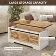 thumbnail image 4 of EastVita Lift Top Coffee Table, 47.2" Coffee Table with Sliding Barn Door, Hidden Storage Compartment, Lifting Table Top and Shelf, Farmhouse Rustic Center Dining Table, 4 of 8