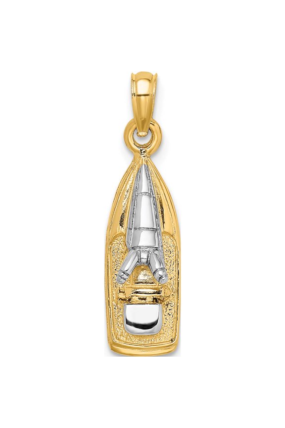 14K Yellow & Rhodium With 3-D Wave Runner Moveable Seat Charm (24.25 X 6.8) Made In United States k9315