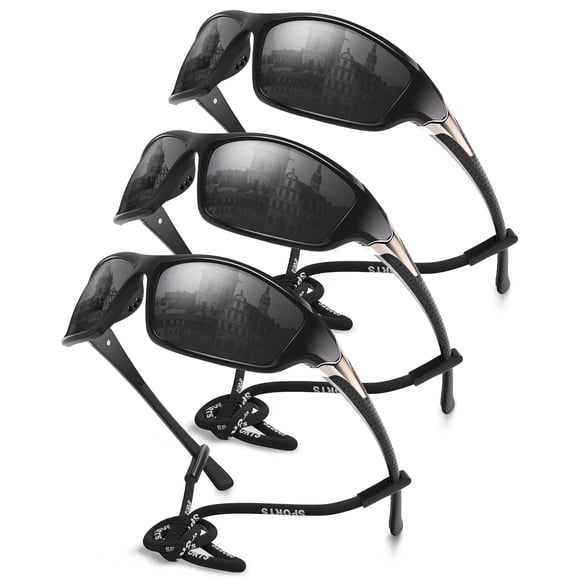 Gafas de sol deportivas Foliful Polarized UV400 para hombre, paquete de 3