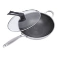 thumbnail image 4 of Stainless Steel 12 Inch Wok Pan w/ Lid Woks & Stir-fry Pans w/ Honeycomb Coating, 4 of 12