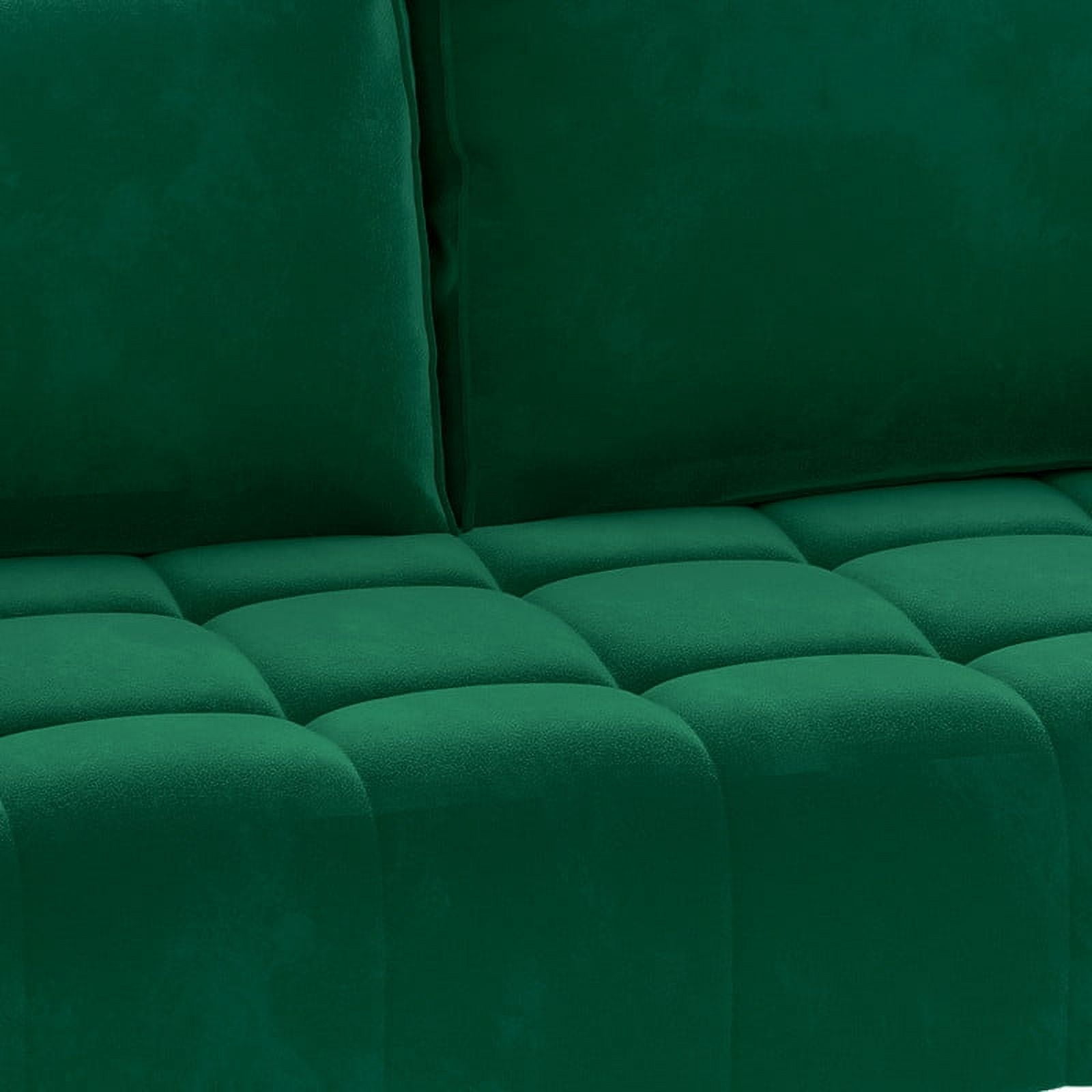 Uforic 70" Velvet Loveseat Sofa, Modern Comfortable Sofa Loveseat Small Sofa Couch with Side Storage Pockect & 2 Pillows, Button Tufted Seat Cushion for Living Room Bedroom Apartment, Green