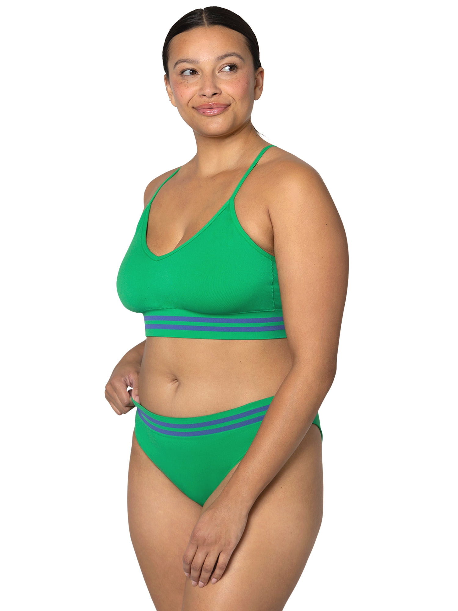 fresh collection by Fruit of the Loom Women's Seamless Cami Bralette and Bikini Underwear Set