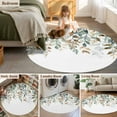 thumbnail image 6 of Green Brown Botanical Round Area Rug 4ft, Farmhouse Eucalyptus Leaves Washable Non-Slip Circle Rugs for Bedroom Living Room Kitchen, Soft Non Shedding Circle Carpet for Dining Room Dorm, 6 of 9