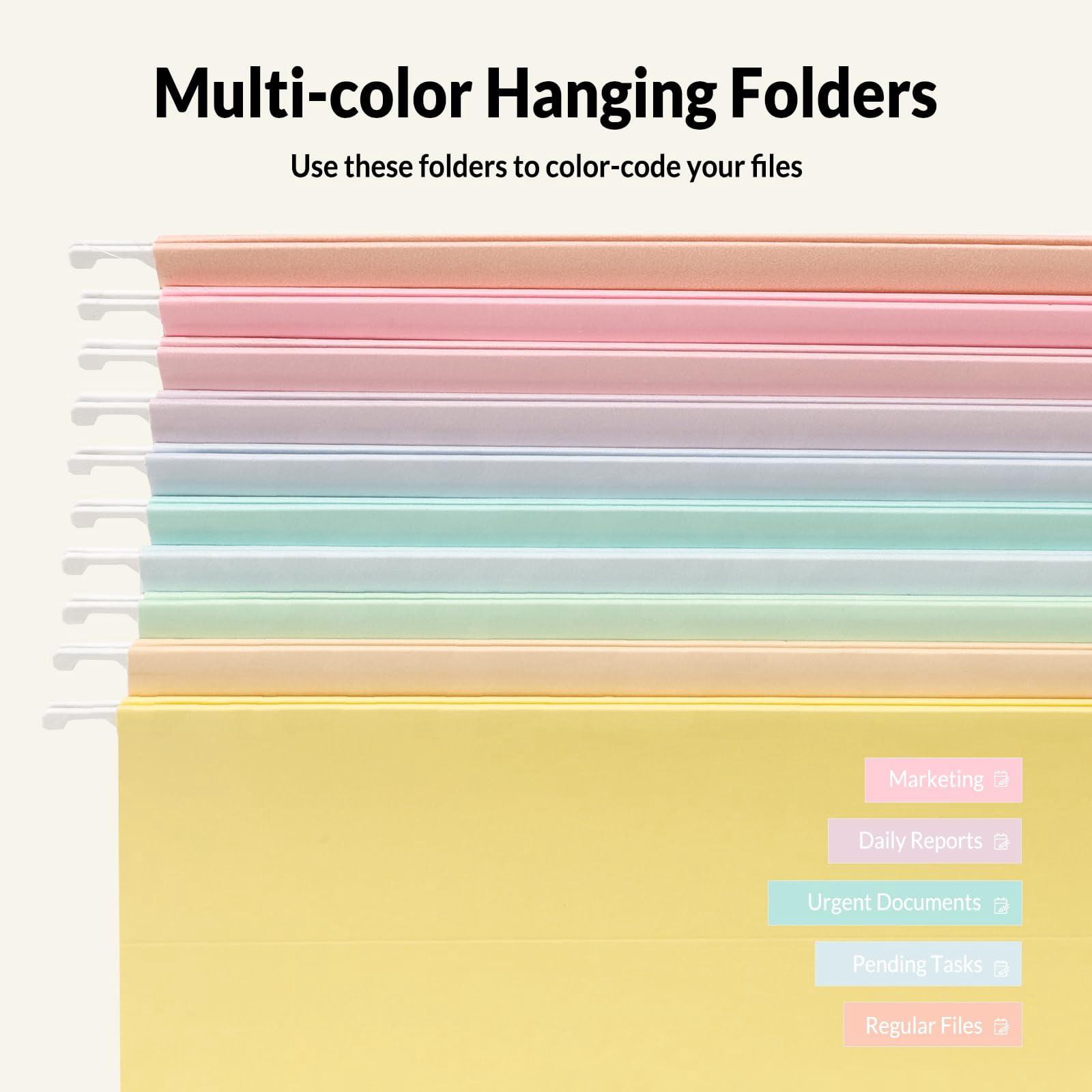 Hanging File Folders  50 Pack Letter Size With 1/5-cut Tabs Stay Organized For Your Home And Office Bulk Documents Paper 10 Macaron Colors