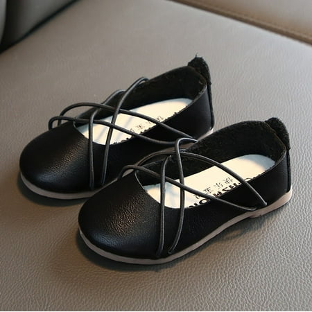 

Floleo Clearance Children Infant Kids Baby Girls Solid Cross Tie Shallow Single Princess Shoes