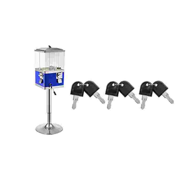 Blue Gumball & Candy Vending Machine - Lockable, Takes 4 Quarters, Holds 200 Capsules