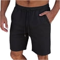thumbnail image 4 of USNSM Corduroy Shorts for Men Casual 9 Inch Inseam Shorts Beach Elastic Waist Drawstring Short Pants Vintage Work Short Pants with Pockets Black L, 4 of 9
