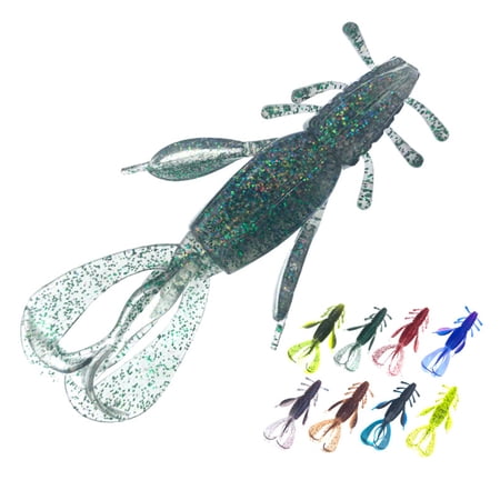 awjaisca 1/4Pcs 10.5g/10cm Soft Crayfish Lure Artificial Swimbait Reusable Bionic Simulation Lobster Fake Shrimp Bait Freshwater Saltwater Trout Bass Fishing Accessories