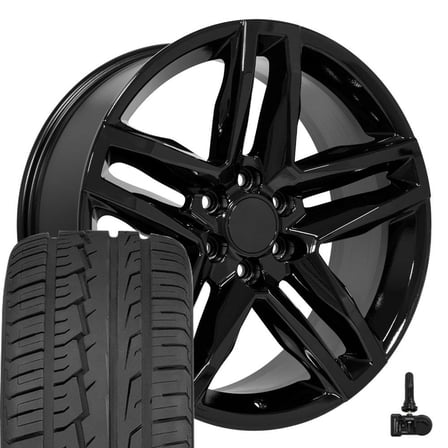 OE Wheels CV34 22 Inch Rims and Tires Fit Silverado 1500 Trail Boss Style 6x139.7 22x9 Gloss Black - Hollander 5911 - iMove GEN 2 SUV 285/45-22 (Set of 4)