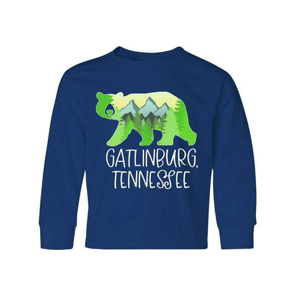 Inktastic Gatlinburg, Tennessee- Mountains and Bear Shape Long Sleeve Youth T-Shirt