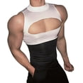 thumbnail image 4 of YLSDY Men's Mock Neck Cutout Sleeveless Tank, Form-Fitting Two-Tone Design for Club and Party Wear Black Free Size, 4 of 5