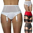thumbnail image 3 of Anvazise Perspective Women Garter Belt Adjustable Six Clips Garter Leg Harness Women Accessory for Honeymoon Red M, 3 of 13