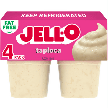 Jell-O Tapioca Fat Free Pudding Cups Snack 4 x 3.88 oz
