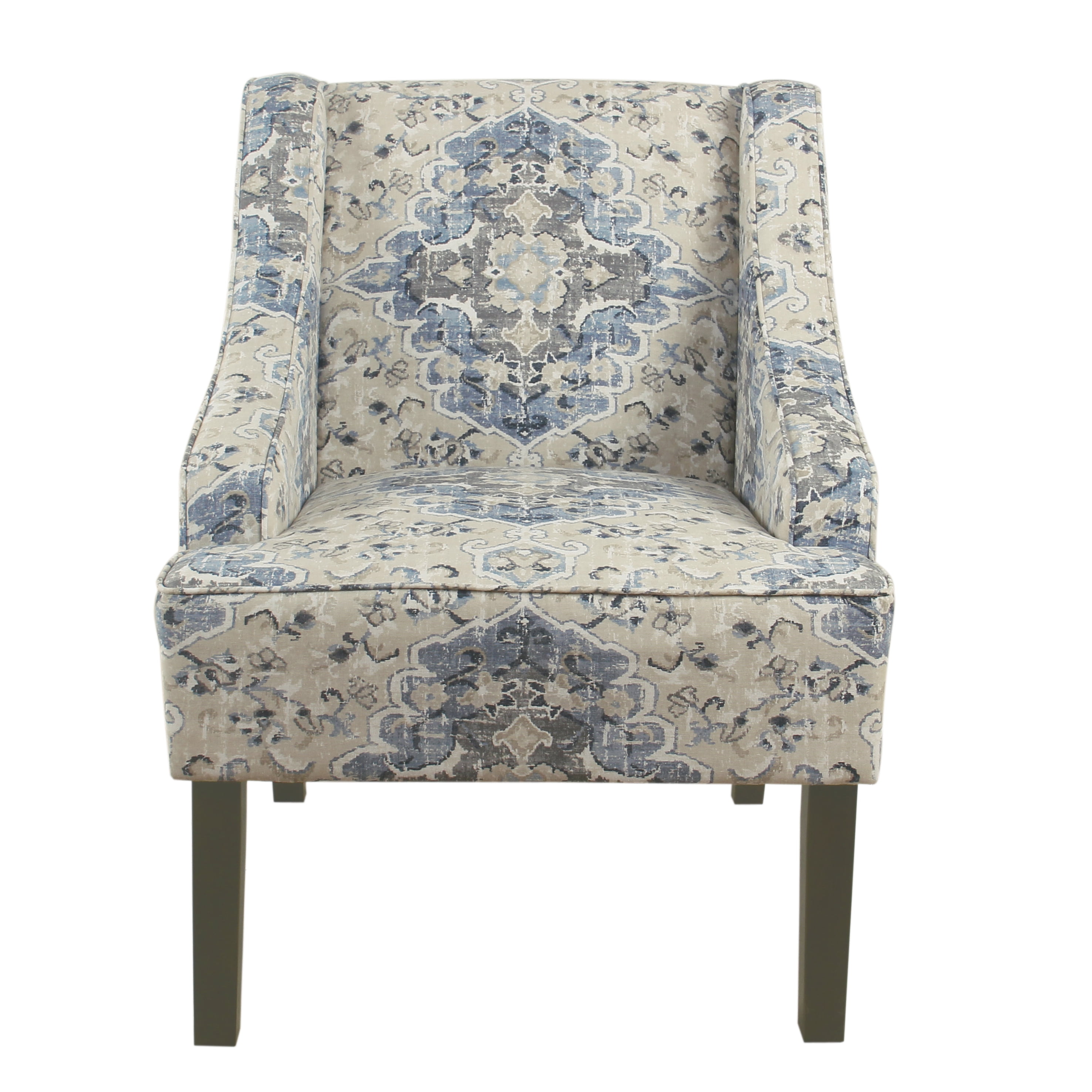 HomePop by Kinfine Fabric Upholstered Chair Grey Medallion Barrel Shaped Accent Chair