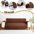 thumbnail image 4 of Waterproof Couch Covers 3 Cushion Couch,Non Slip 3 Seater Sofa Covers Washable,Furniture Protector with Side Pockets Elastic Straps for Dogs, Pets,Living Room(Brown,3 Seater Sofa), 4 of 10