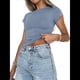 thumbnail image 3 of Camisetas Básicas para Mujer, Top Corto Ajustado de Corta, Camisetas Ajustadas para Salir, Ropa de Verano, Tops. Azul Oscuro M, 3 of 10