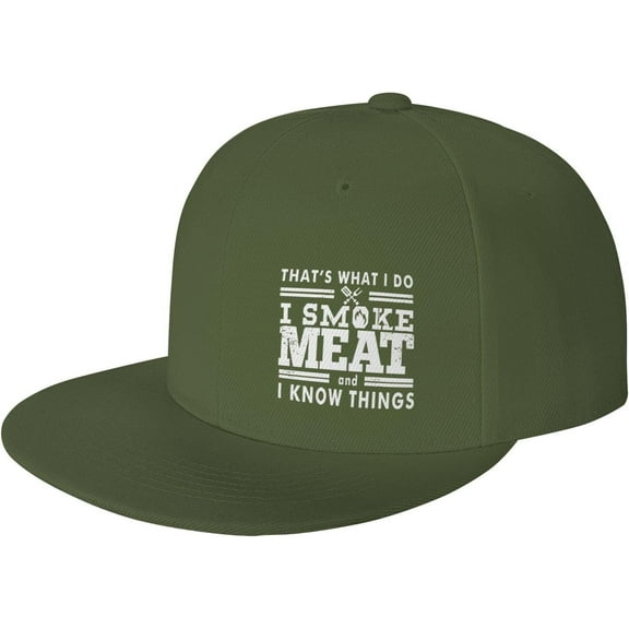 I Smoke Meat and I Know Things Baseball Cap Classic Fashion Trucker Adjustable Brim Baseball Cap for Men Women Black