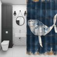 thumbnail image 4 of Whale Silhouette Bathroom Shower Curtain, Ocean Vintage Watercolor Wood Grain Waterproof Washable Soft Bath Curtain for Bathtub Decor with 12 Hooks&Grommet, 36x78 Inch, 4 of 9