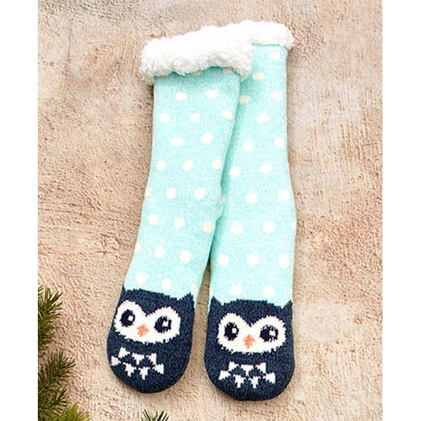 Bigbolo - Cozy Plush-Lined Slipper Socks(Owl) - Walmart.com - Walmart.com