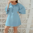 thumbnail image 2 of Women's Plus Size Solid Casual Holiday Dress Round Neck Side Split Bubble Sleeve Maxi Dress, 2 of 2