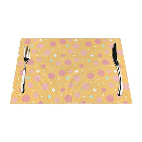 YFYANG Washable Heat-Resistant Placemats, 70% PVC/30% Polyester, Orange Geometric Pattern Kitchen Table Mat, 12" x 18" 1 Pcs