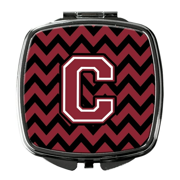 Letter C Chevron Garnet and Black  Compact Mirror