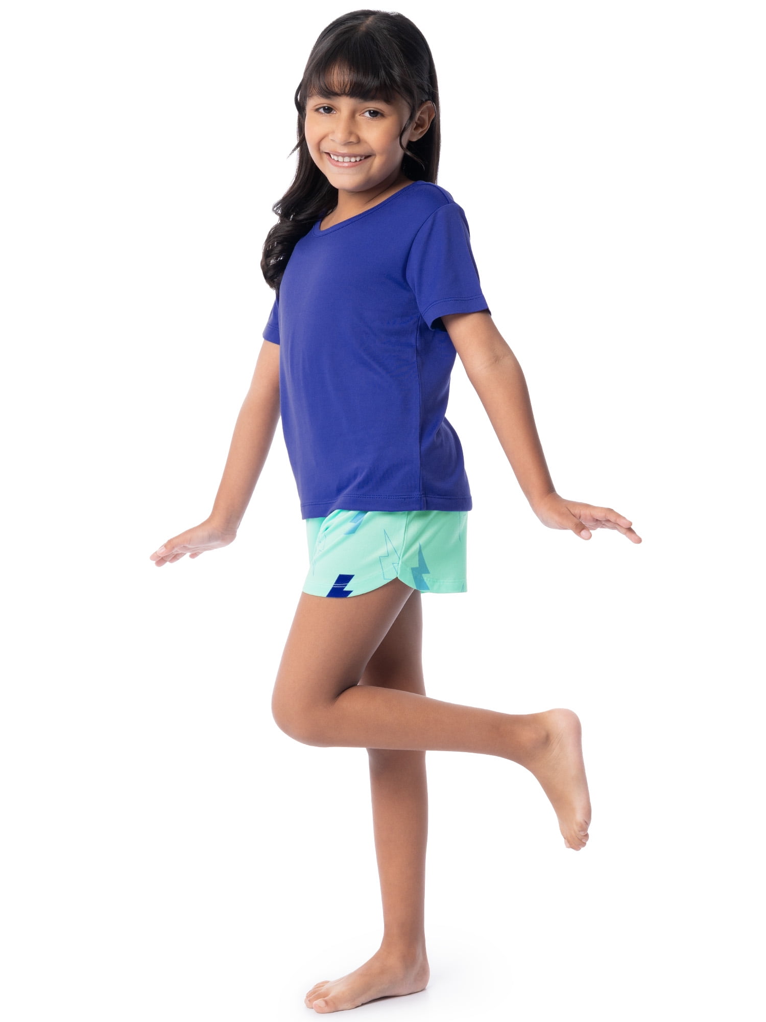 Fruit of the Loom Girl's Getaway Loose Fit Short Sleeve Top, Pajama Sleep Pant & Short Set, 3-Piece, Sizes 4/5-14/16