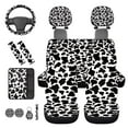 thumbnail image 6 of HUIACONG Stylish Cow Print Seat Covers for Cars for Women Full Set with Steering Wheel Cover Seat Belt Pads Center Console Cover Coasters Headrest Cover Keychain,14 Pcs,Washable & Universal Fit, 6 of 8