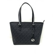 Michael Kors Jet Set Travel Top Zip Signature Monogram Tote, Black