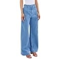 thumbnail image 2 of Women High Waisted Wide Leg Pleated Jeans Loose Elastic Denim Pants with Pockets, 2 of 6
