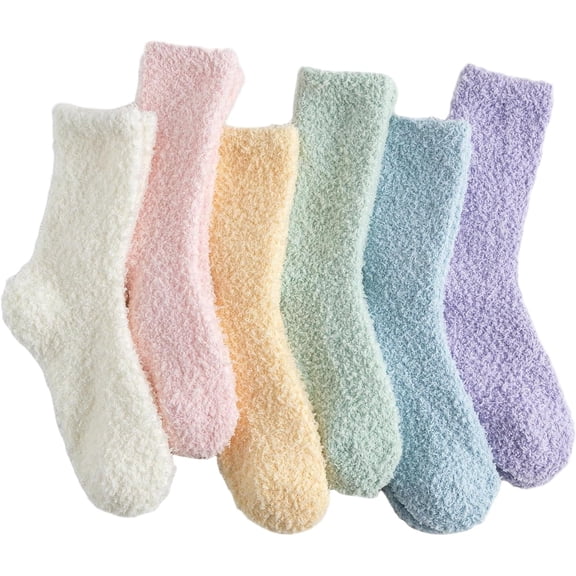 Fuzzy Socks for Women Soft Slipper Socks Non Shedding Fluffy Winter Sleeping Socks, Cozy Warm Plush Home Gift Socks, 6 Pairs