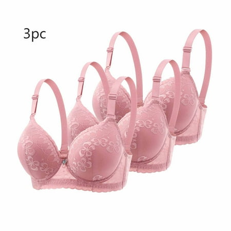MLCDZ 3 Pack Lace Bras for Women Push Up Bralettes Full Coverage Corset Underwire Plus Size for Large Breasts with Support Sexy Minimizers Everyday Lingerie 3Pcs-Multicolor#11 44