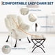 thumbnail image 4 of 400lb capacity lazy chair con ottoman: oversized reading armchair con folding footrest y side pocket, comfortable accent chair para sala de estar o dormitorio (plush blanca), 4 of 7