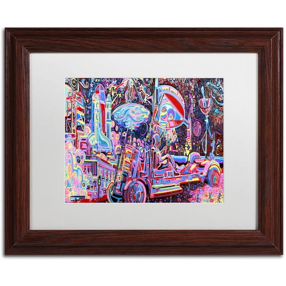 Trademark Fine Art "Moon Buggy" Canvas Art by Josh Byer, White Matte, Wood Frame