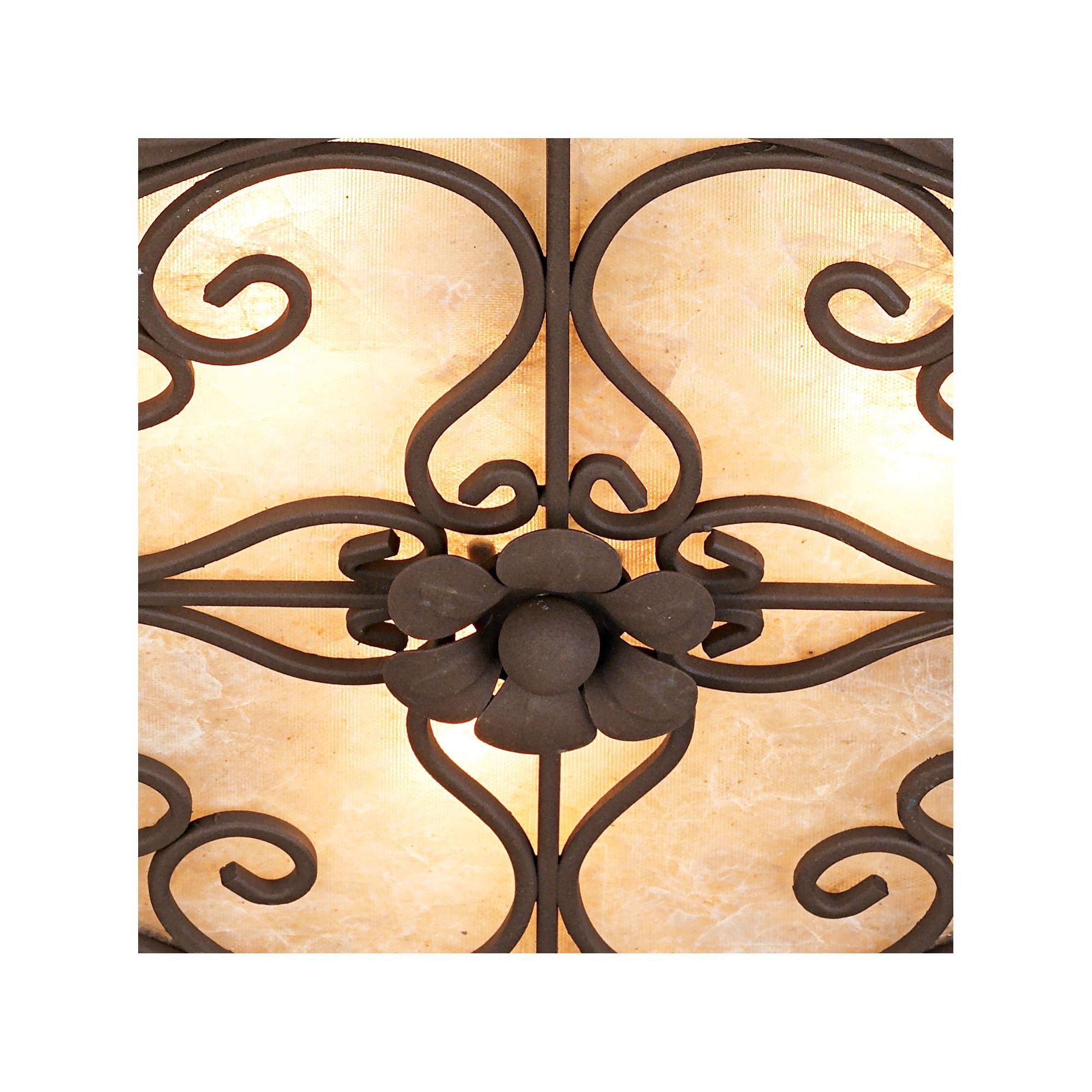 John Timberland Natural Mica Rustic Ceiling Light Flush Mount Fixture 12" Wide Dark Walnut Scroll 3-Light Drum Shade for Bedroom Kitchen Living Room